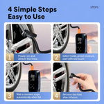 Pompa d'aria per auto wireless con display digitale, pompa d'aria elettrica portatile per pneumatici.