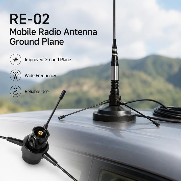 RE-02 Antenna radio mobile con piano di massa e kit di radiali di massa artificiali