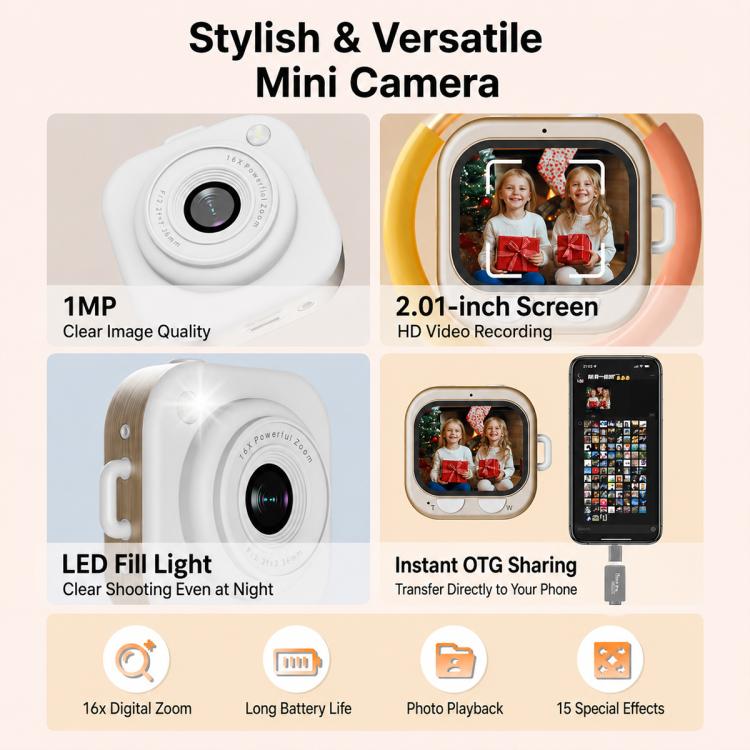 Mini videocamera HD portatile Q16 per bambini, da montare sul collo., Without TF Card, With 32GB TF Card