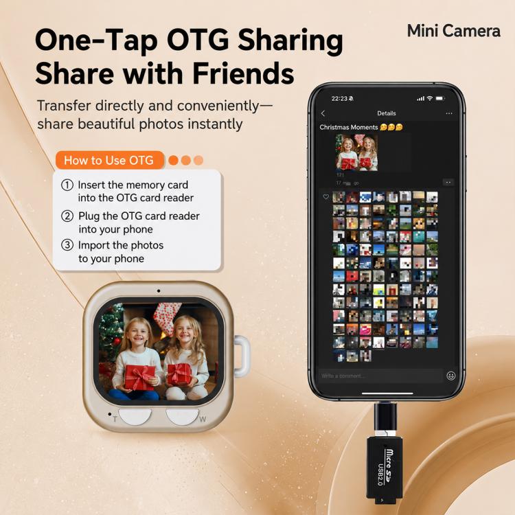 Mini videocamera HD portatile Q16 per bambini, da montare sul collo., Without TF Card, With 32GB TF Card