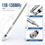 Antenna telescopica per banda aeronautica 118-136 MHz, connettore SMA femmina per antenna radio ad alto guadagno.