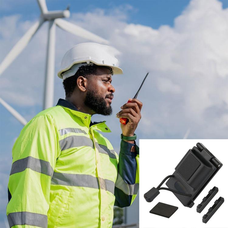 Supporto universale per walkie-talkie portatile con clip da cintura per equipaggiamento da lavoro e personale di magazzino.