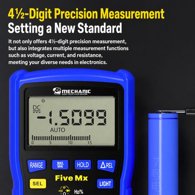 MECHANIC Five Mx Multimetro digitale intelligente completamente automatico con display e misurazione della temperatura, MECHANIC Five Mx
