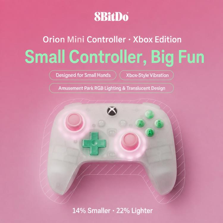 Controller di gioco cablato 8BitDo Orion Mini con illuminazione RGB