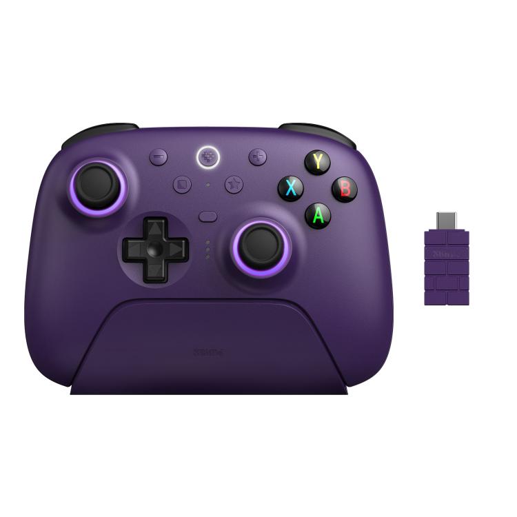 Gamepad wireless Bluetooth 2.4G 8BitDo Orion di seconda generazione con base di ricarica.
