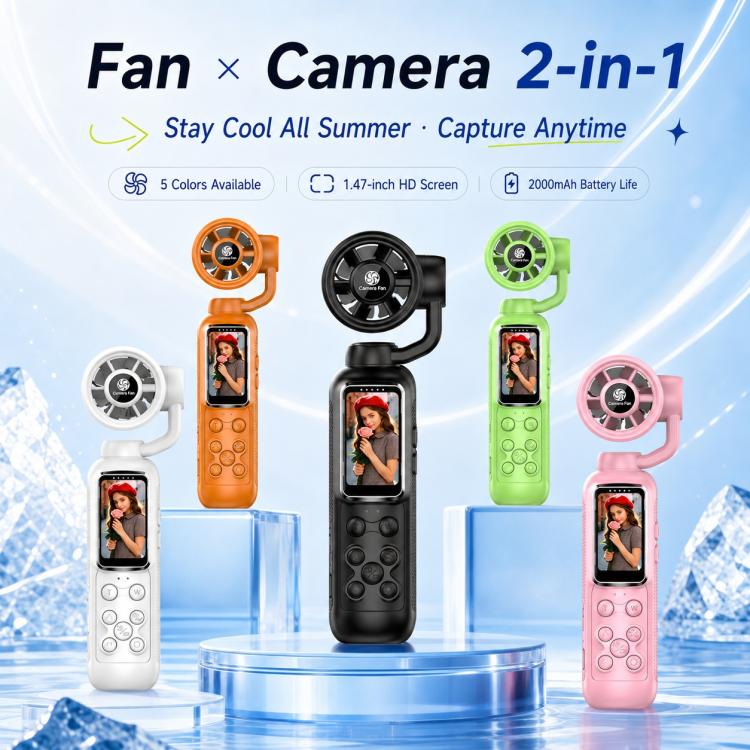 Videocamera portatile per vlog con schermo IPS da 1,47 pollici, risoluzione HD 2.5K e ventola, con risoluzione 2.5K.