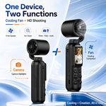 Videocamera portatile per vlog con schermo IPS da 1,47 pollici, risoluzione HD 2.5K e ventola, con risoluzione 2.5K.