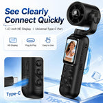 Videocamera portatile per vlog con schermo IPS da 1,47 pollici, risoluzione HD 2.5K e ventola, con risoluzione 2.5K.