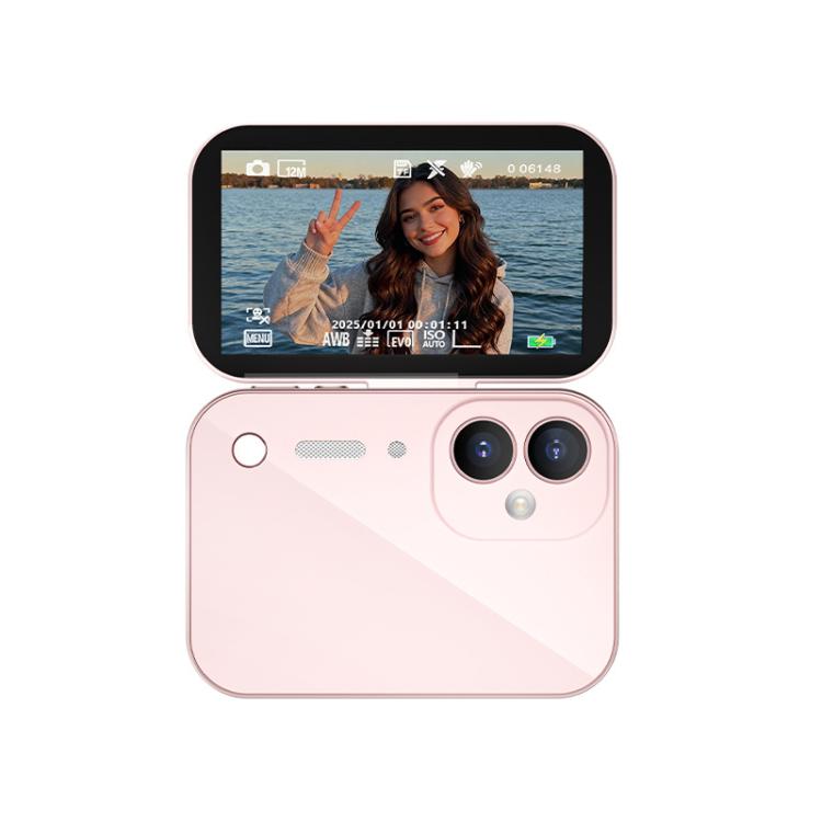 D28s Fotocamera digitale retrò con touchscreen HD da 3 pollici e 64 MP, supporta musica, film e giochi., without Lanyard, with Lanyard
