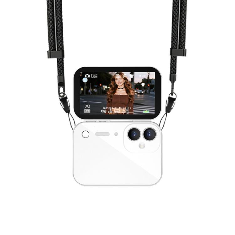 D28s Fotocamera digitale retrò con touchscreen HD da 3 pollici e 64 MP, supporta musica, film e giochi., without Lanyard, with Lanyard