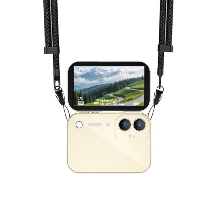 D28s Fotocamera digitale retrò con touchscreen HD da 3 pollici e 64 MP, supporta musica, film e giochi., without Lanyard, with Lanyard