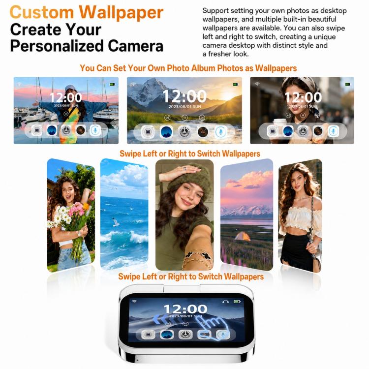 D28s Fotocamera digitale retrò con touchscreen HD da 3 pollici e 64 MP, supporta musica, film e giochi., without Lanyard, with Lanyard