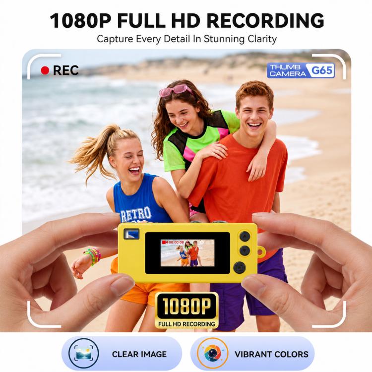 Mini videocamera portatile a pollice con risoluzione 1080P e funzione di registrazione, ideale per cartoni animati.
