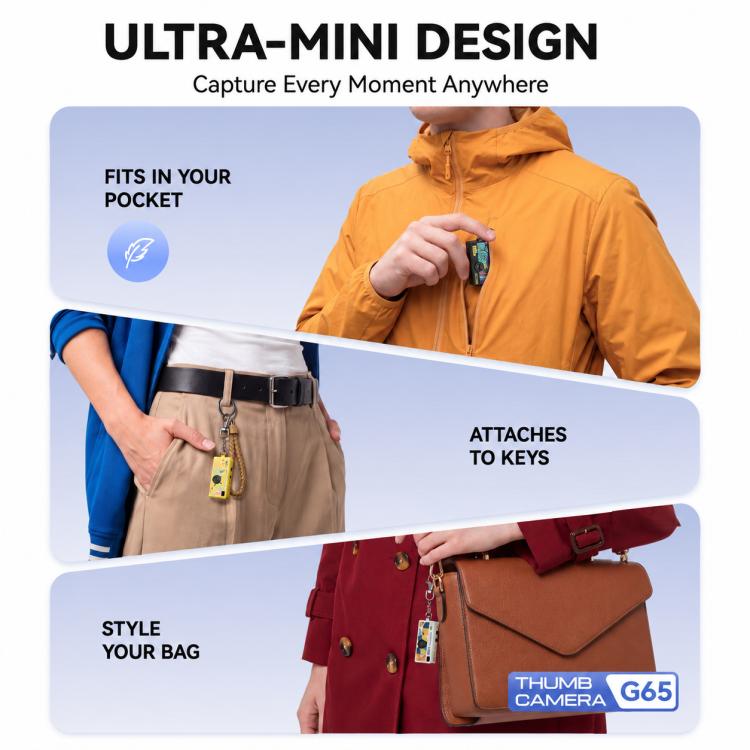 Mini videocamera portatile a pollice con risoluzione 1080P e funzione di registrazione, ideale per cartoni animati.