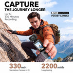 Videocamera sportiva portatile da esterno con schermo IPS da 1,9 pollici e risoluzione 2K per vlog d'azione e riprese in esterni.