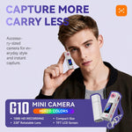 Mini fotocamera G10 con obiettivo girevole per esterni, risoluzione HD 1080P.