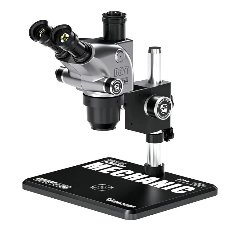 Microscopio stereoscopico trinoculare MECHANIC D67T-B11 con zoom ottico 6,5-75X.