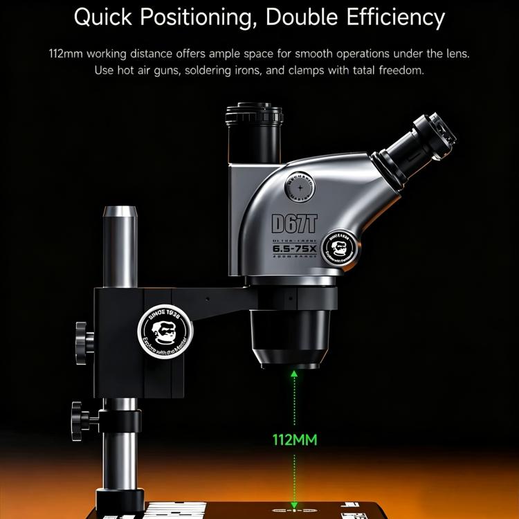 Microscopio stereoscopico trinoculare MECHANIC D67T-B11 con zoom ottico 6,5-75X.