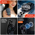 Supporto per auto con caricabatterie wireless magnetico da 15 W, girevole tramite touch screen, con raffreddamento integrato e luce RGB., T15