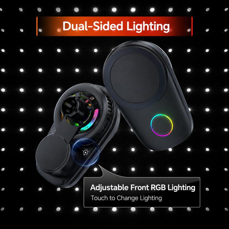 Supporto per auto con caricabatterie wireless magnetico da 15 W, girevole tramite touch screen, con raffreddamento integrato e luce RGB., T15
