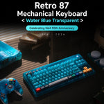 Tastiera meccanica 8BitDo Retro87 con illuminazione RGB retrò, verde trasparente e tasti grandi., Aqua Blue Keyboard