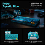 Tastiera meccanica 8BitDo Retro87 con illuminazione RGB retrò, verde trasparente e tasti grandi., Aqua Blue Keyboard