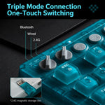 Tastiera meccanica 8BitDo Retro87 con illuminazione RGB retrò, verde trasparente e tasti grandi., Aqua Blue Keyboard