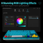 Tastiera meccanica 8BitDo Retro87 con illuminazione RGB retrò, verde trasparente e tasti grandi., Aqua Blue Keyboard