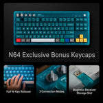 Tastiera meccanica 8BitDo Retro87 con illuminazione RGB retrò, verde trasparente e tasti grandi., Aqua Blue Keyboard