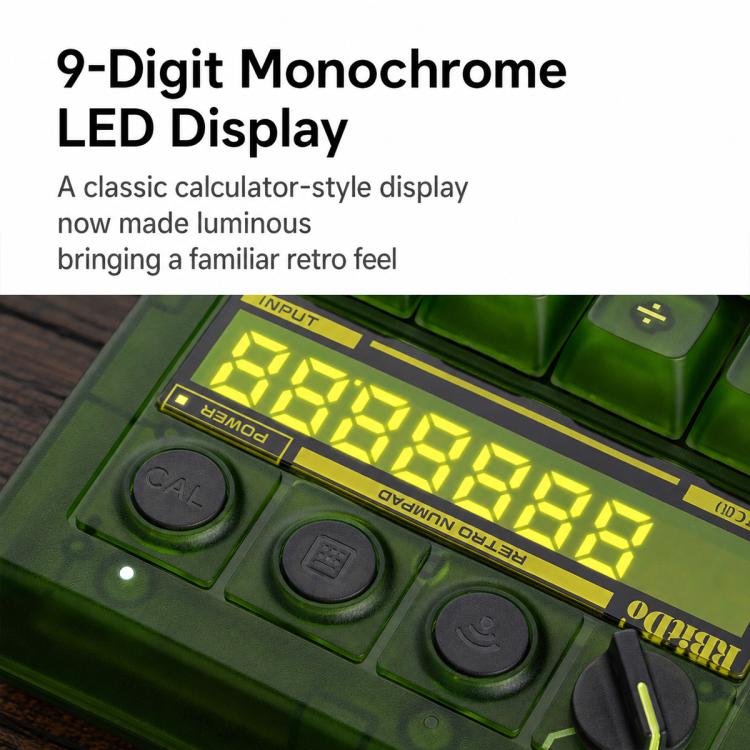 8BitDo Retro18 2 in 1 Tastierino numerico meccanico e contatore trimodale per PC, Clear Green