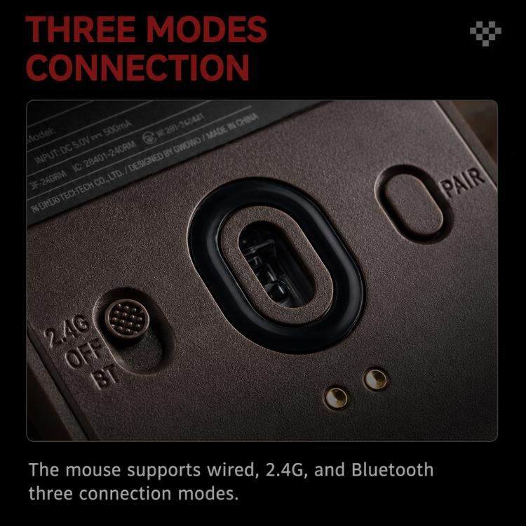 Mouse wireless vintage 8BitDo Retro R8-C64 Edition a tre modalità con base di ricarica wireless., Brown Mouse