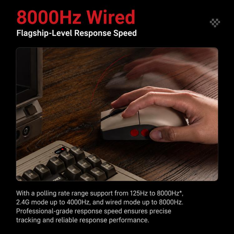 Mouse wireless vintage 8BitDo Retro R8-C64 Edition a tre modalità con base di ricarica wireless., Brown Mouse