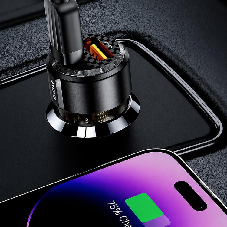 Caricabatterie da auto Toocki TC-CC25A da 60 W con doppia porta USB-A e USB-C., TC-CC25A