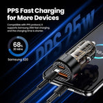 Caricabatterie da auto Toocki TC-CC25A da 60 W con doppia porta USB-A e USB-C., TC-CC25A