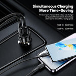 Caricabatterie da auto Toocki TC-CC25A da 60 W con doppia porta USB-A e USB-C., TC-CC25A