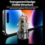 Caricabatterie da auto Toocki TC-CC25A da 60 W con doppia porta USB-A e USB-C., TC-CC25A