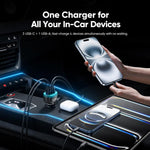 Caricabatterie da auto Toocki da 120 W in lega di zinco con 4 porte: 1 USB-A, 3 USB-C e luce ambientale., TQ-CC47B