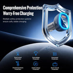 Caricabatterie da auto Toocki da 120 W in lega di zinco con 4 porte: 1 USB-A, 3 USB-C e luce ambientale., TQ-CC47B