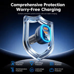Caricabatterie da auto Toocki da 90 W a 4 porte in lega di zinco, con 2 porte USB-A e 2 porte USB-C e luce ambientale., TQ-CC47