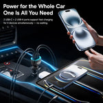 Caricabatterie da auto Toocki da 90 W a 4 porte in lega di zinco, con 2 porte USB-A e 2 porte USB-C e luce ambientale., TQ-CC47