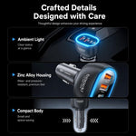 Caricabatterie da auto Toocki da 90 W a 4 porte in lega di zinco, con 2 porte USB-A e 2 porte USB-C e luce ambientale., TQ-CC47