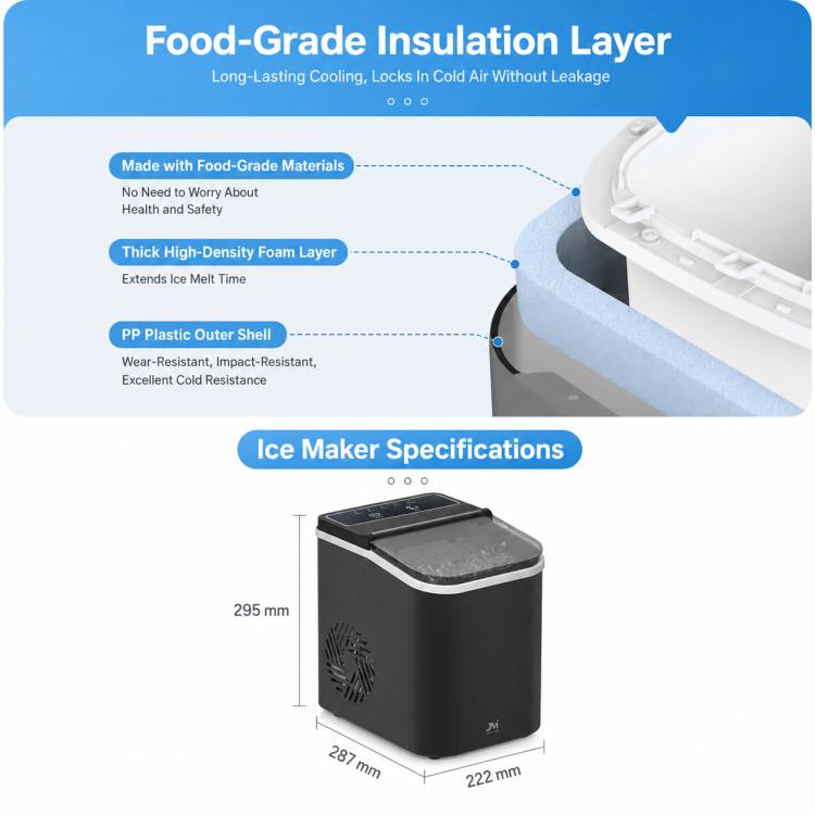JI-A02A Mini fabbricatore di ghiaccio portatile completamente automatico a forma di proiettile, EU Plug, US Plug, UK Plug