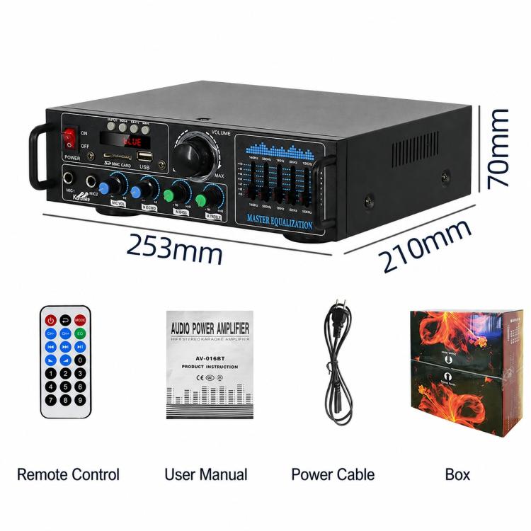 AV-016 Amplificatore Bluetooth ad alta potenza con display, EU Plug, US Plug, UK Plug