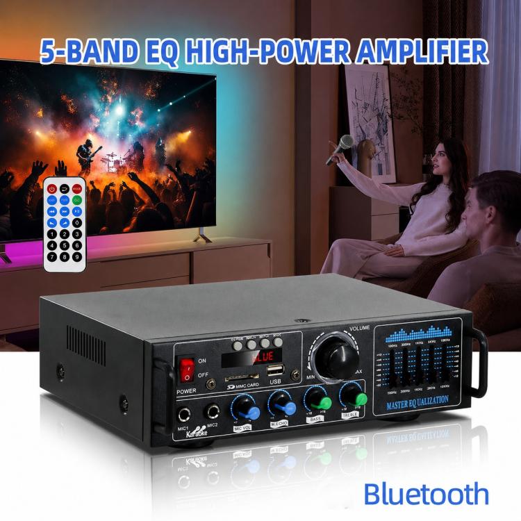 AV-016 Amplificatore Bluetooth ad alta potenza con display, EU Plug, US Plug, UK Plug