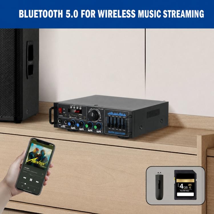 AV-016 Amplificatore Bluetooth ad alta potenza con display, EU Plug, US Plug, UK Plug