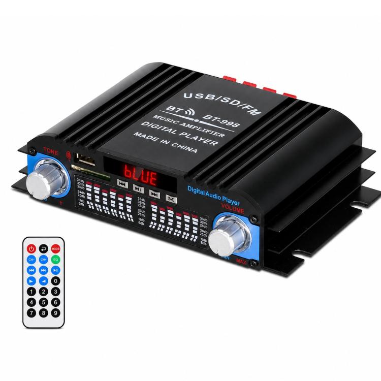 BT-998 Mini amplificatore Bluetooth 5.0 a 4 canali per uso domestico e in auto, No Adapter, US Plug, EU Plug