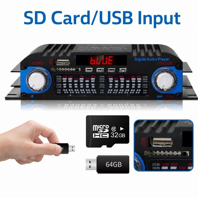 BT-998 Mini amplificatore Bluetooth 5.0 a 4 canali per uso domestico e in auto, No Adapter, US Plug, EU Plug