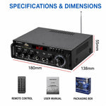 BT-298 Pro Amplificatore audio digitale stereo a 2 canali con Bluetooth, EU Plug, US Plug, UK Plug