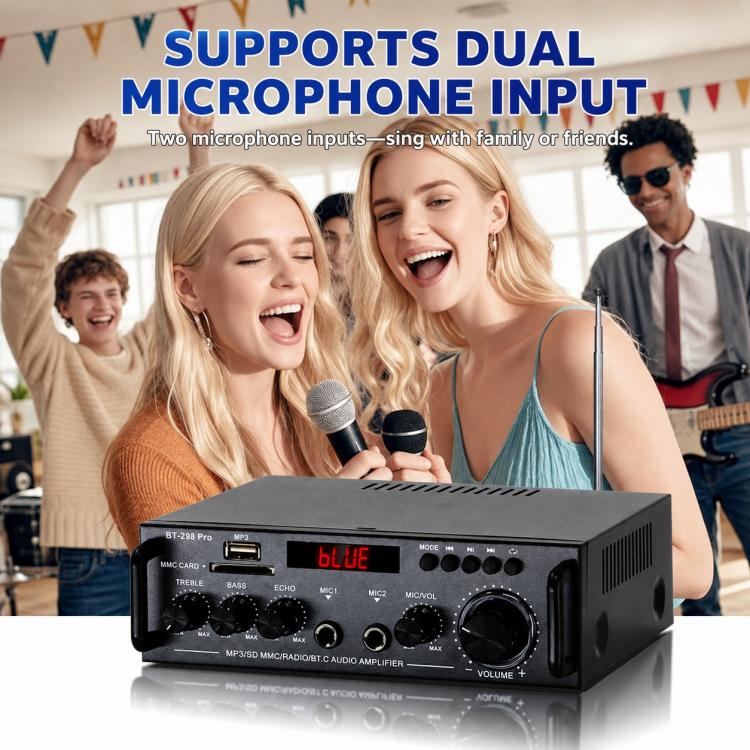 BT-298 Pro Amplificatore audio digitale stereo a 2 canali con Bluetooth, EU Plug, US Plug, UK Plug