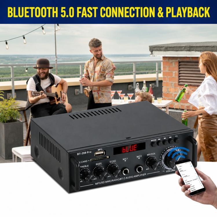 BT-298 Pro Amplificatore audio digitale stereo a 2 canali con Bluetooth, EU Plug, US Plug, UK Plug